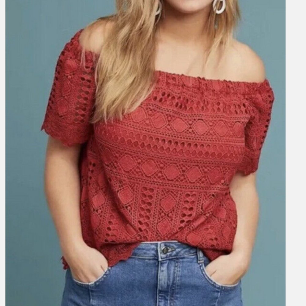 Anthropologie Sunday in Brooklyn Evie Crochet Off Shoulder Top XS